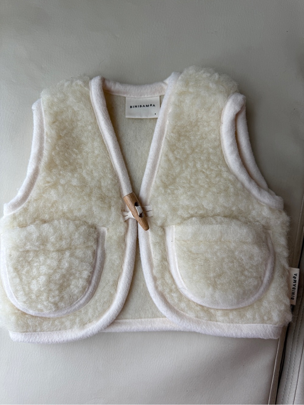 Binibama Cream Sherpa Kids Vest